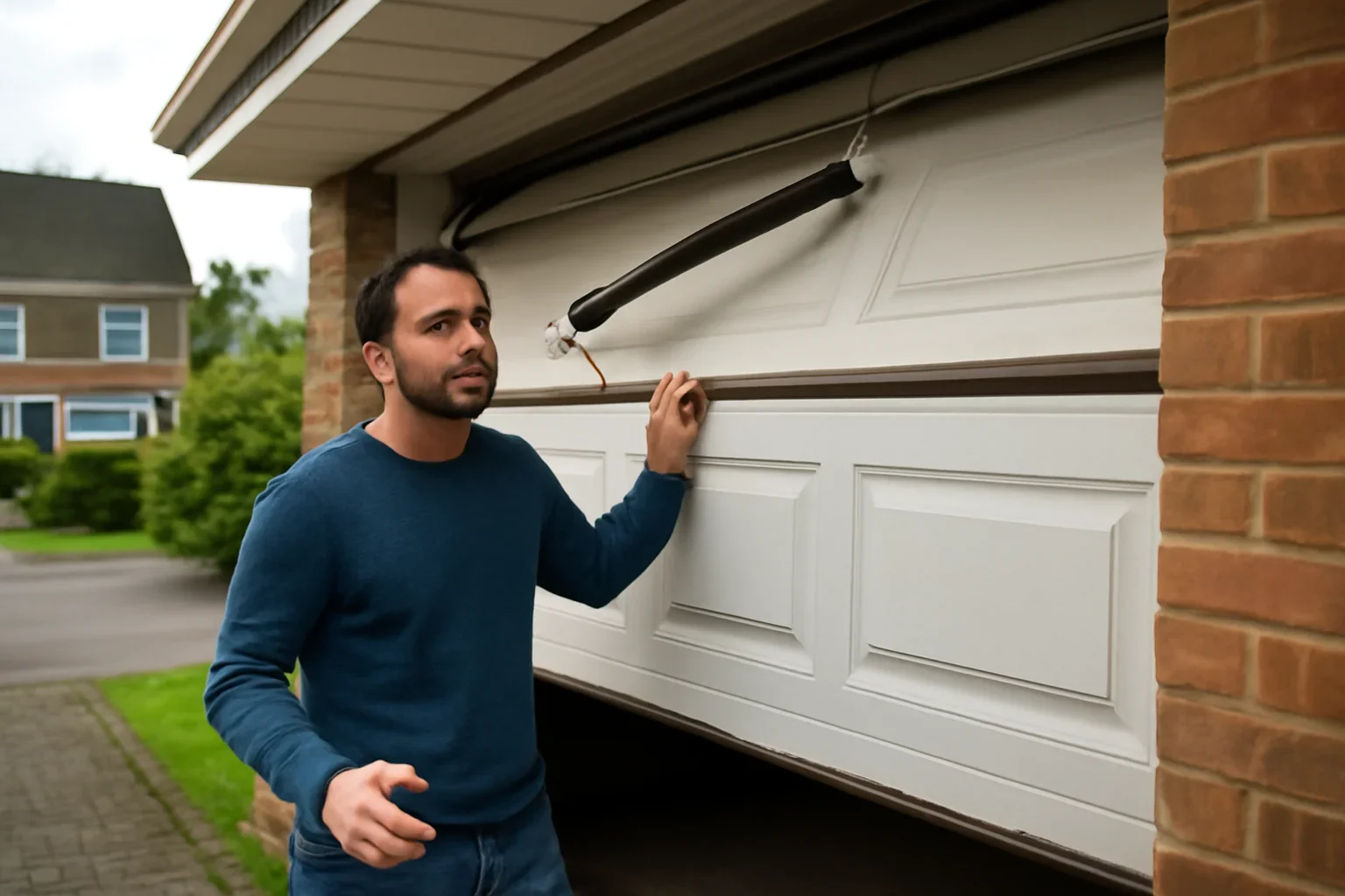 Editorial visual for blog can i open a garage door with a broken spring in a Surrey garage setting