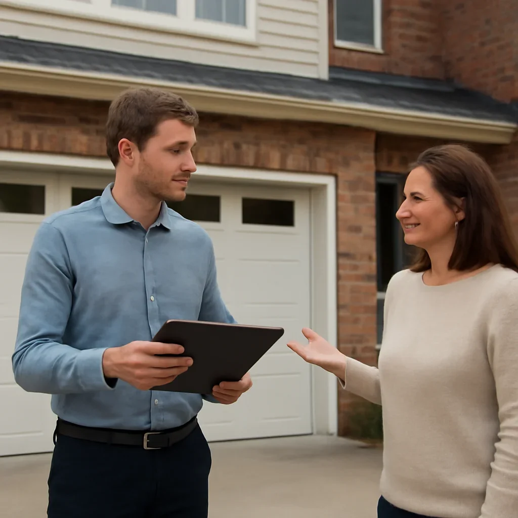 Homeowner or property manager discussing the next step for boundary park in Surrey