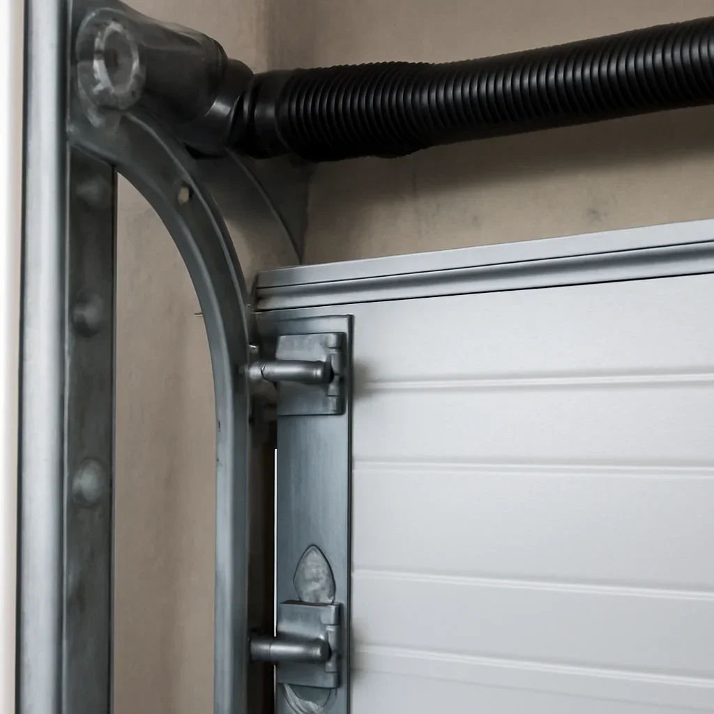 Commercial garage door components being inspected at a Cloverdale Town Centre Surrey building