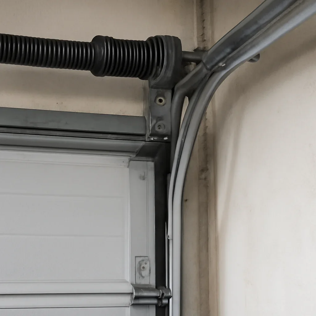 Commercial garage door components being inspected in Elgin Chantrell
