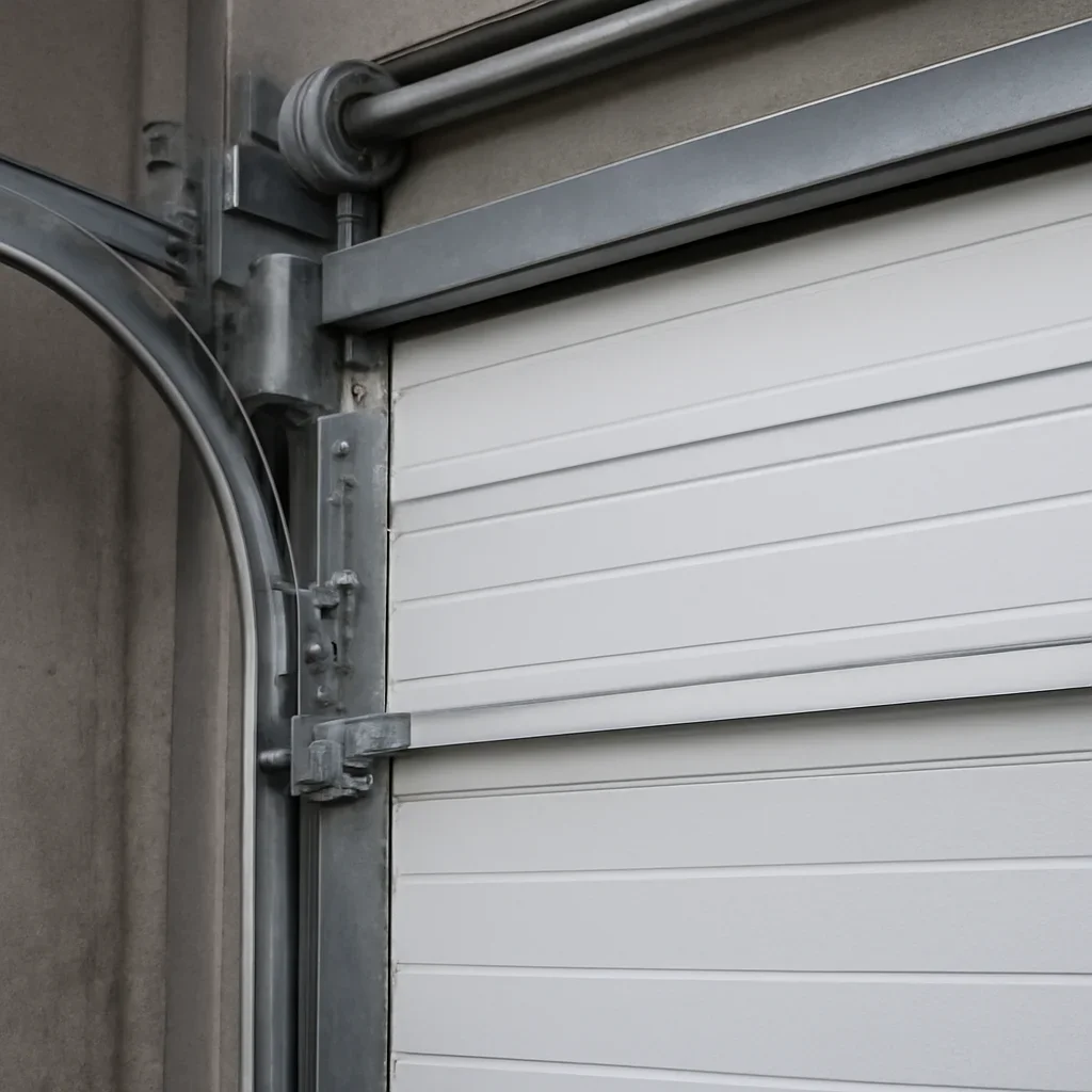 Commercial garage door components being inspected in Newton Town Centre, Surrey