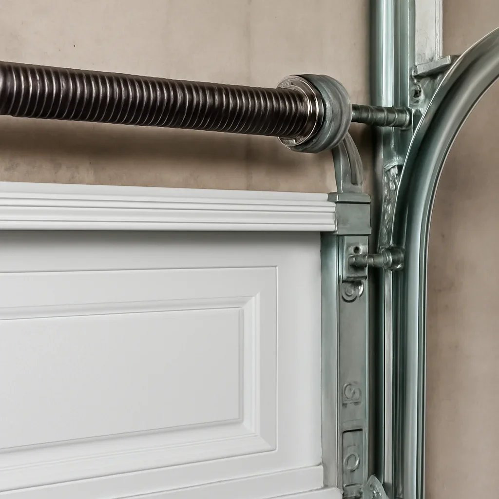 Large garage door components being inspected during repair service in Panorama Ridge Surrey