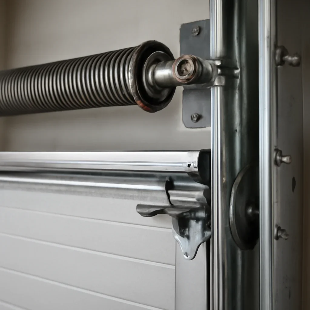 Commercial garage door parts inspected during Queen Mary Park Surrey repair service