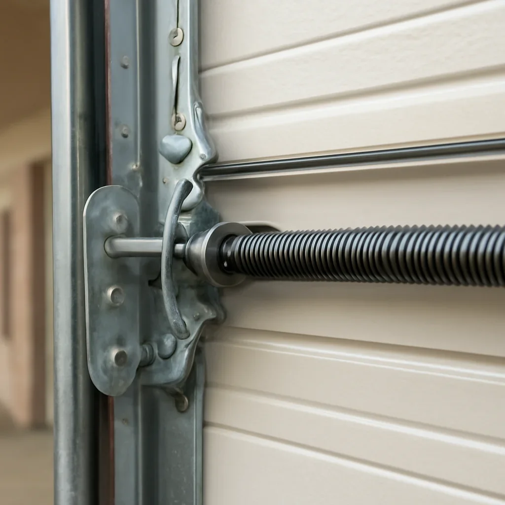Commercial garage door components inspected during Royal Heights Surrey repair service