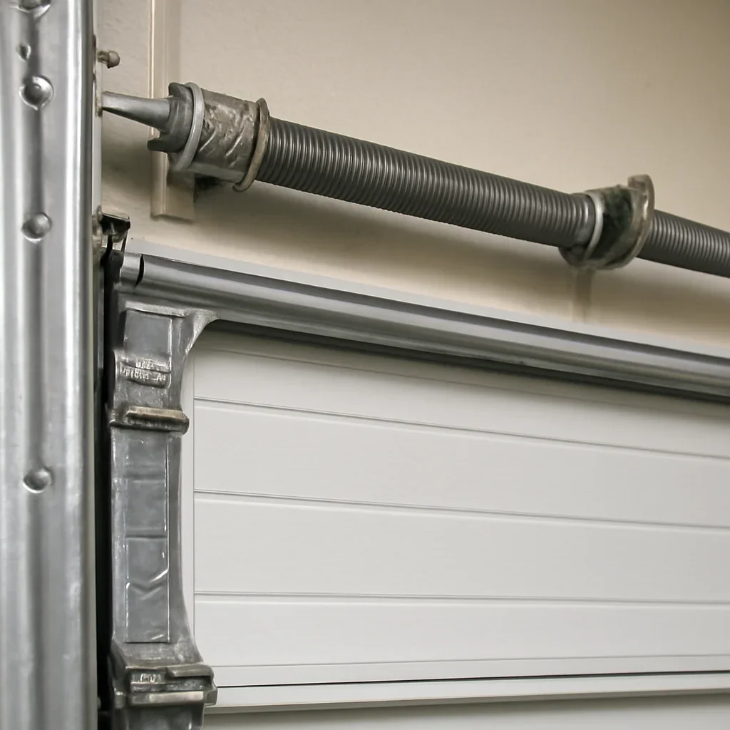 Commercial garage door components inspected during South Surrey repair service