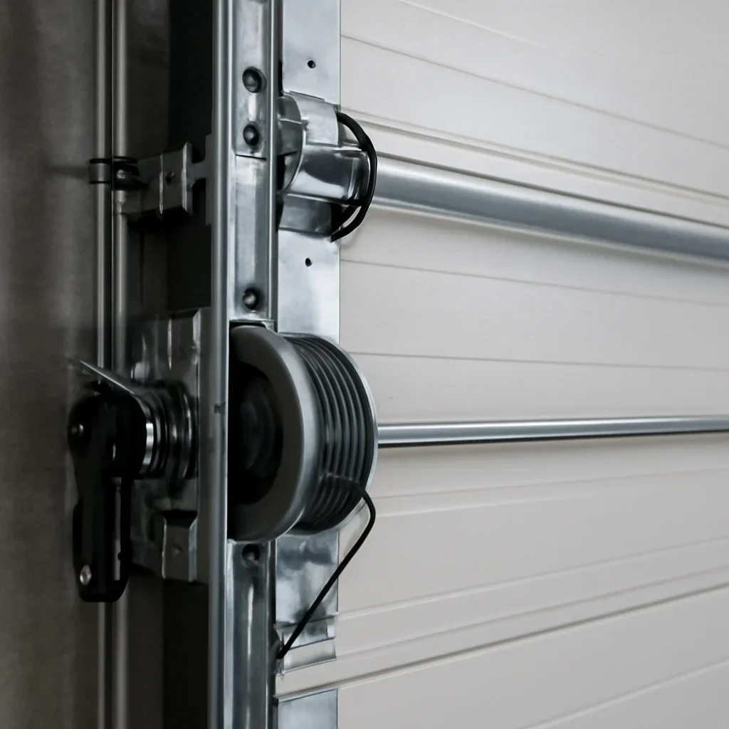 Commercial garage door components inspected during Strawberry Hill Surrey repair service