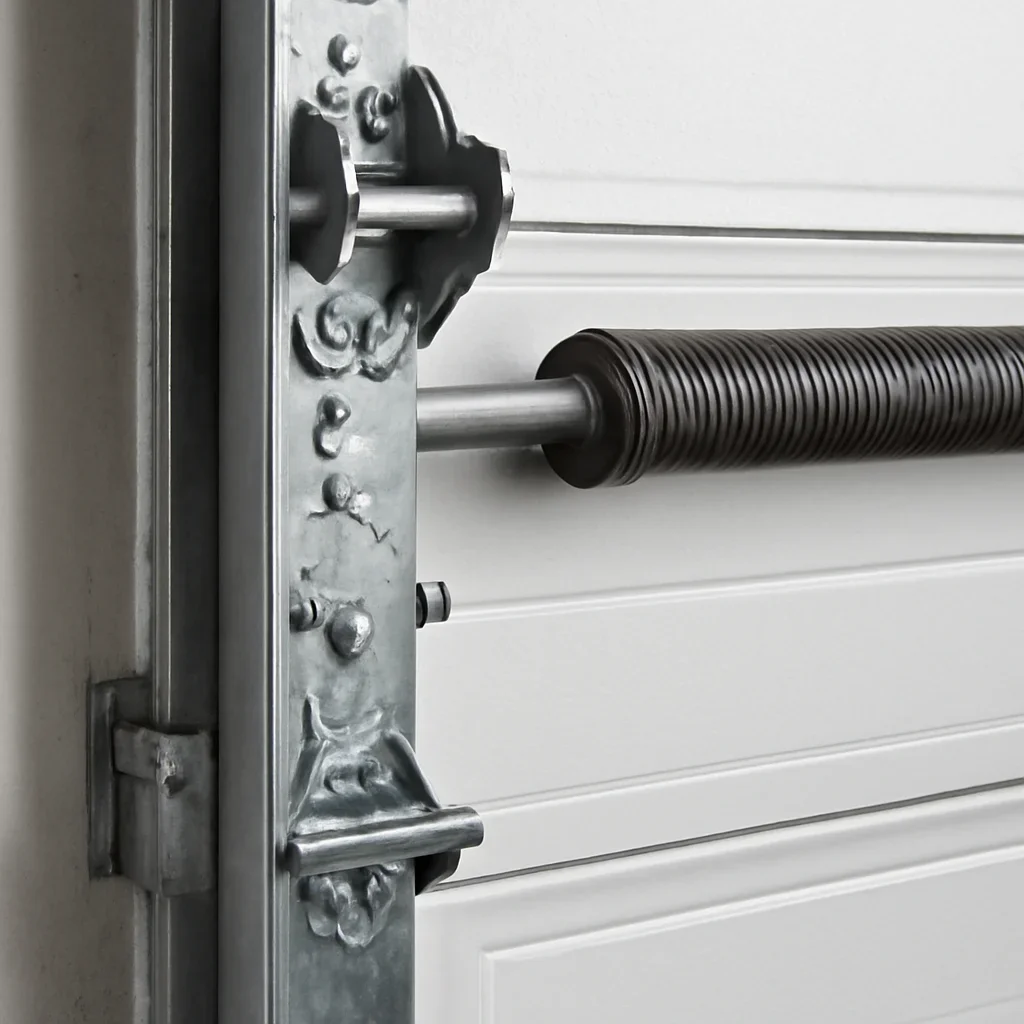 Commercial garage door components inspected during Sunnyside Surrey repair service