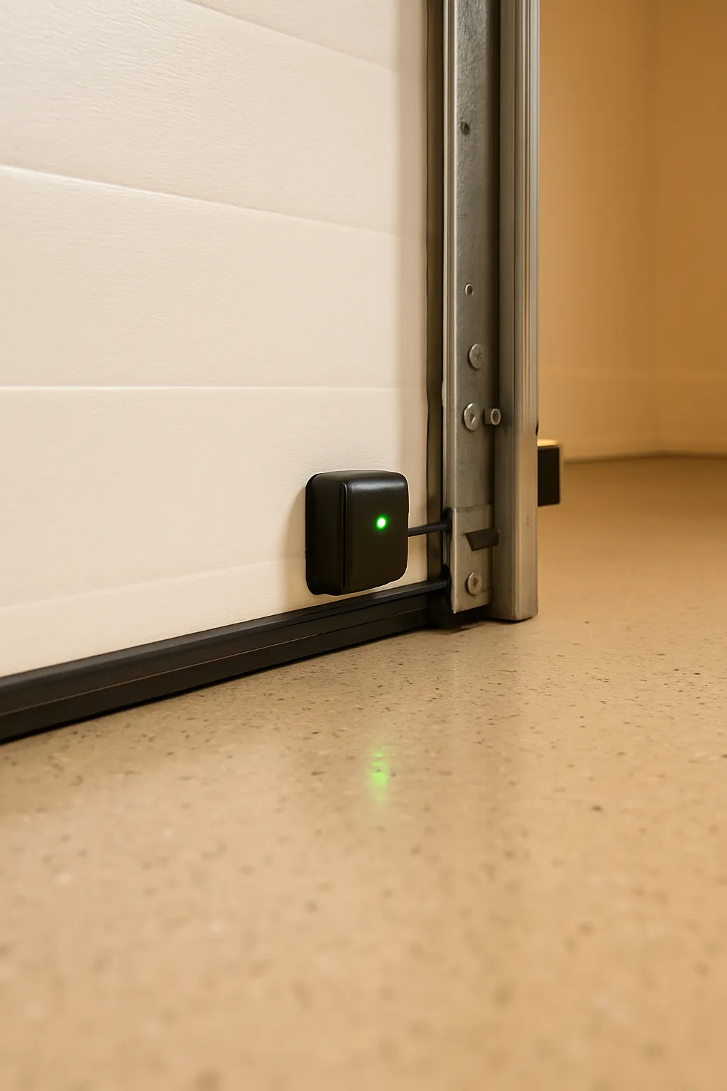 Safe homeowner checks for garage door safety sensors and tracks