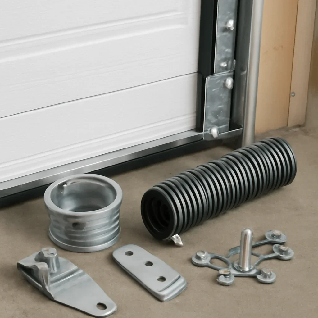 Close view of garage door components for garage door installation in East Newton Surrey