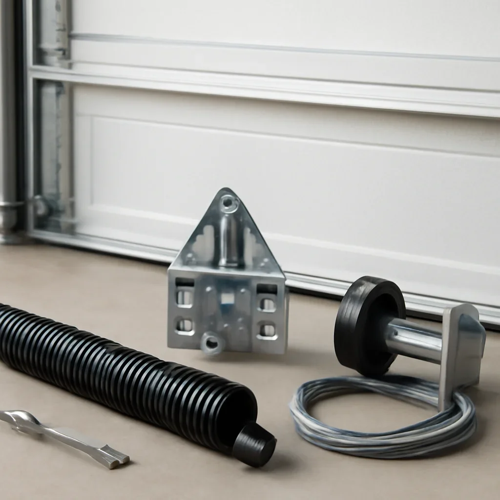 Close view of garage door components for garage door installation in Fraser Heights Surrey