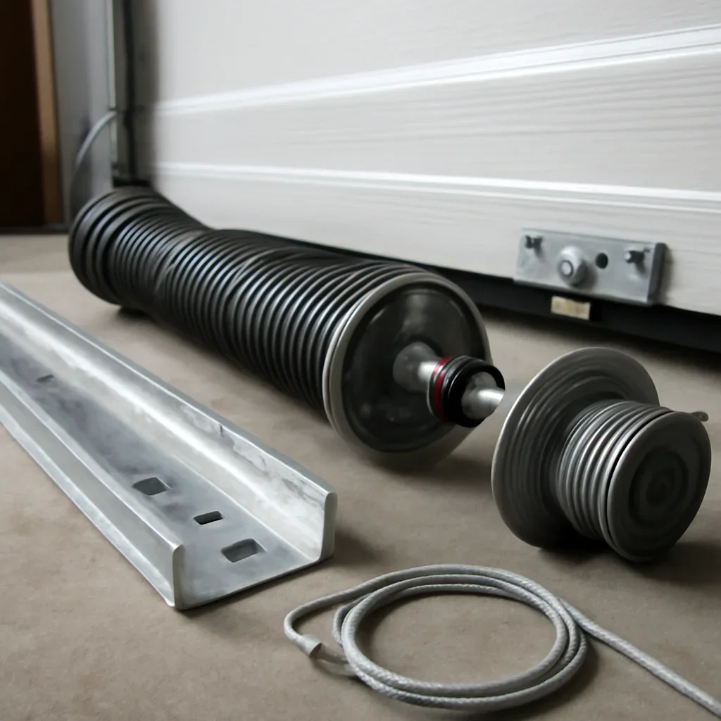 Close view of garage door components for garage door installation in Morgan Heights Surrey