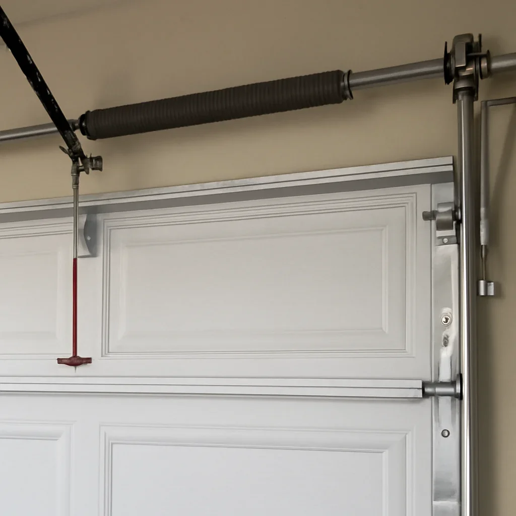 Close view of garage door components for garage door installation in Queen Mary Park Surrey