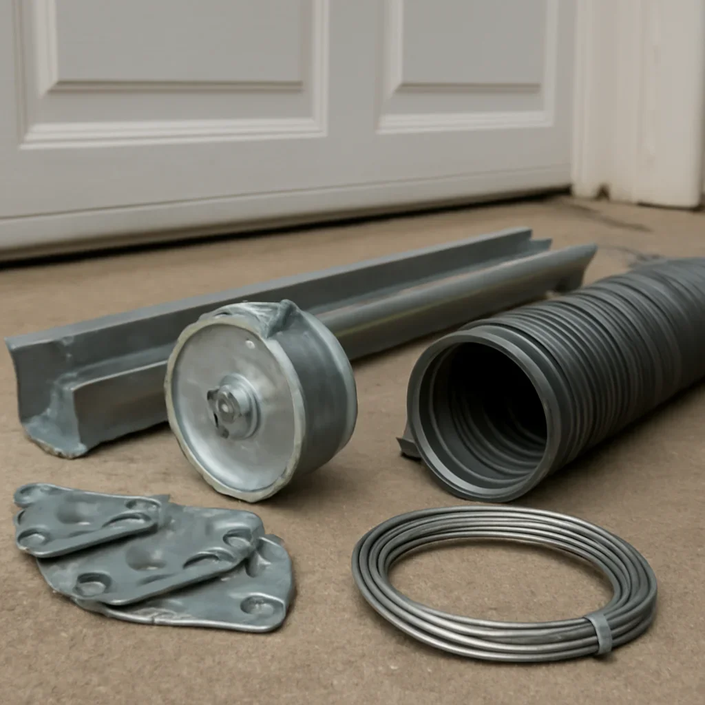 Close view of garage door components during installation planning in South Westminster Surrey