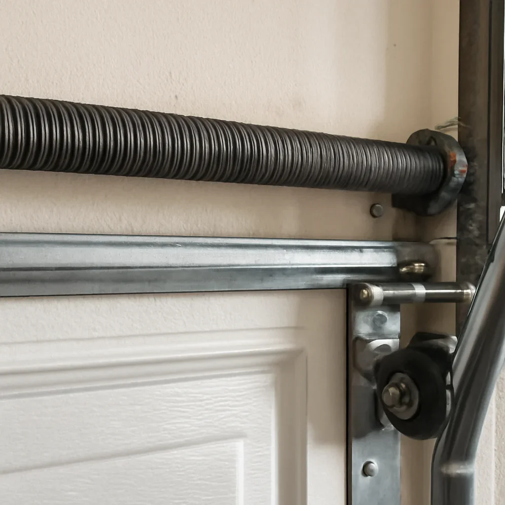 Garage door components inspected during garage door maintenance in Guildford Surrey