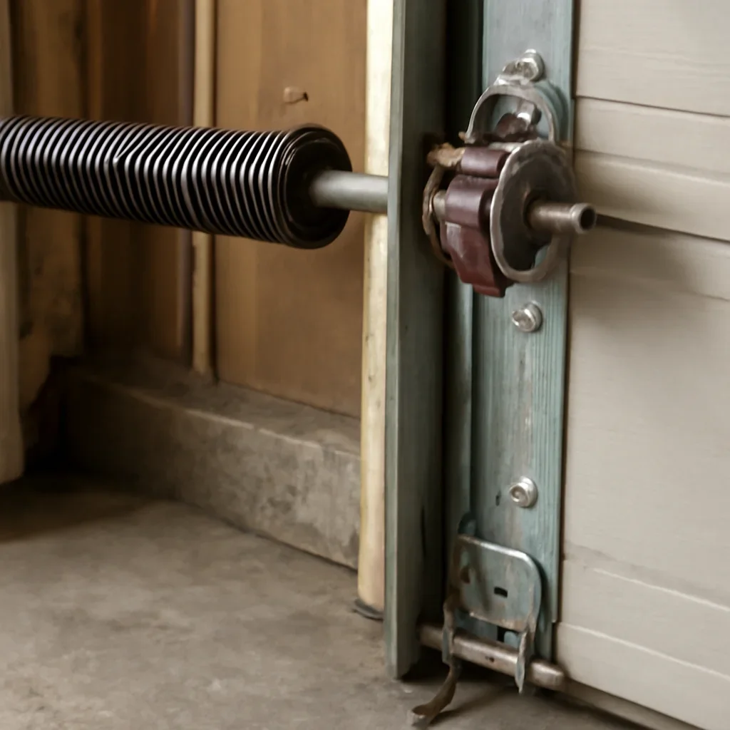 Garage door components inspected during garage door maintenance in Newton Surrey