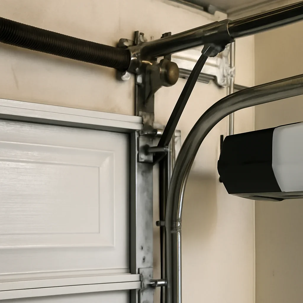 Garage door opener and safety sensor components checked during opener repair in Boundary Park Surrey