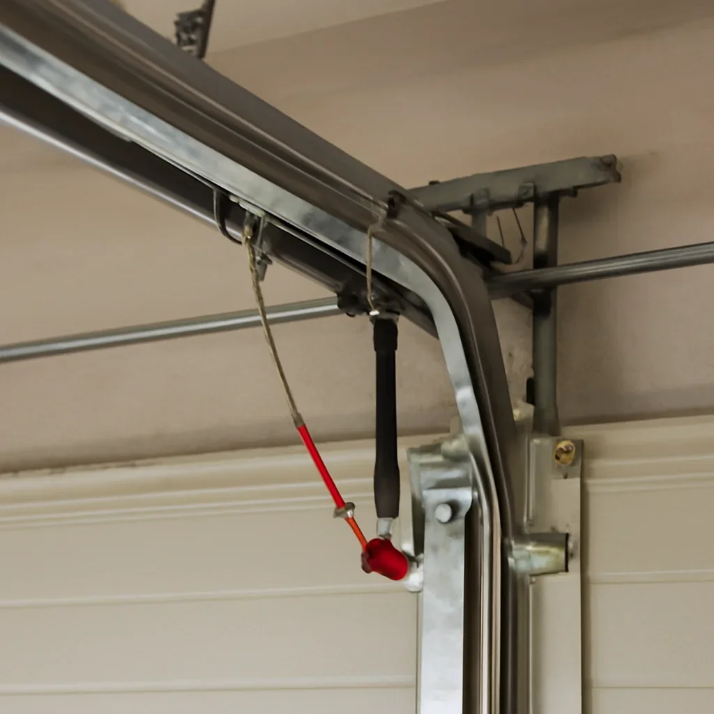Garage door opener and service-access door components checked during opener repair in Bridgeview Surrey