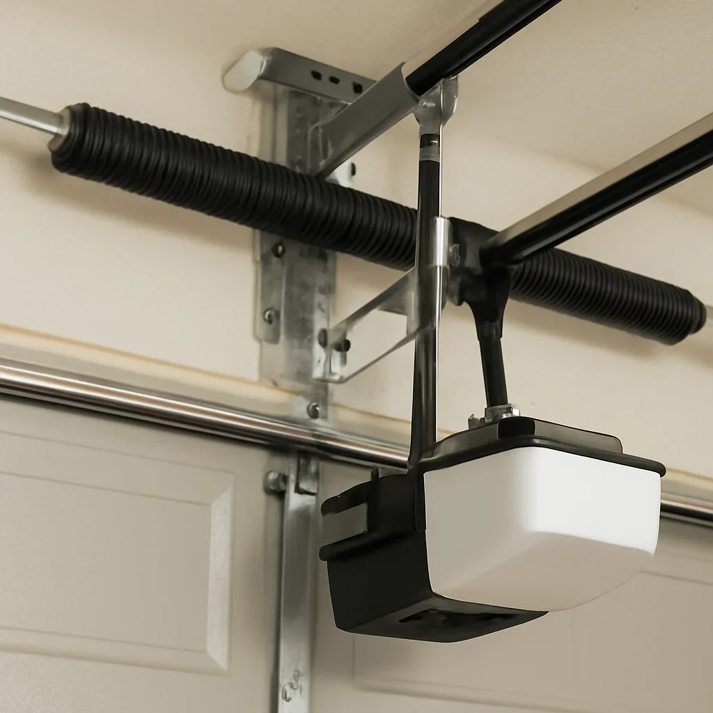 Commercial garage door operator components checked during opener repair in Campbell Heights Surrey