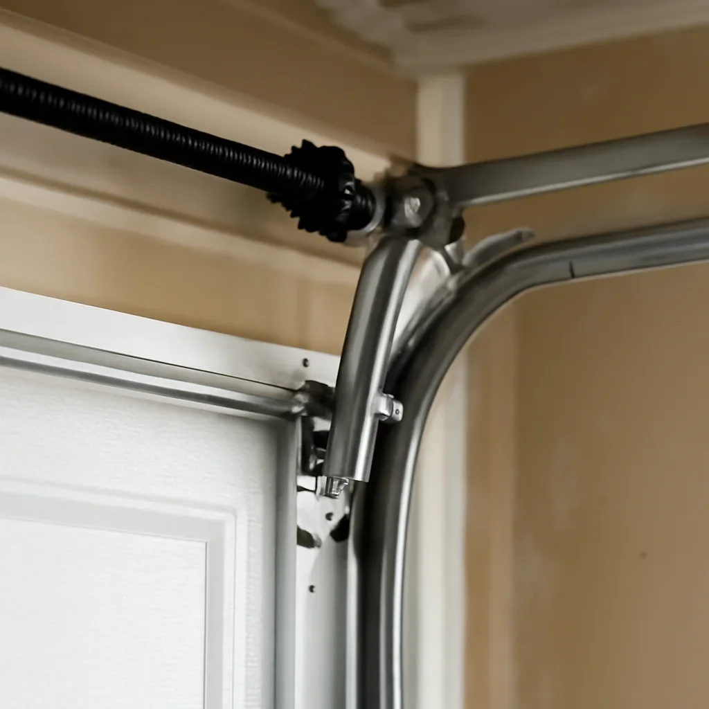 Close view of garage door opener and hardware components in Cloverdale Town Centre Surrey