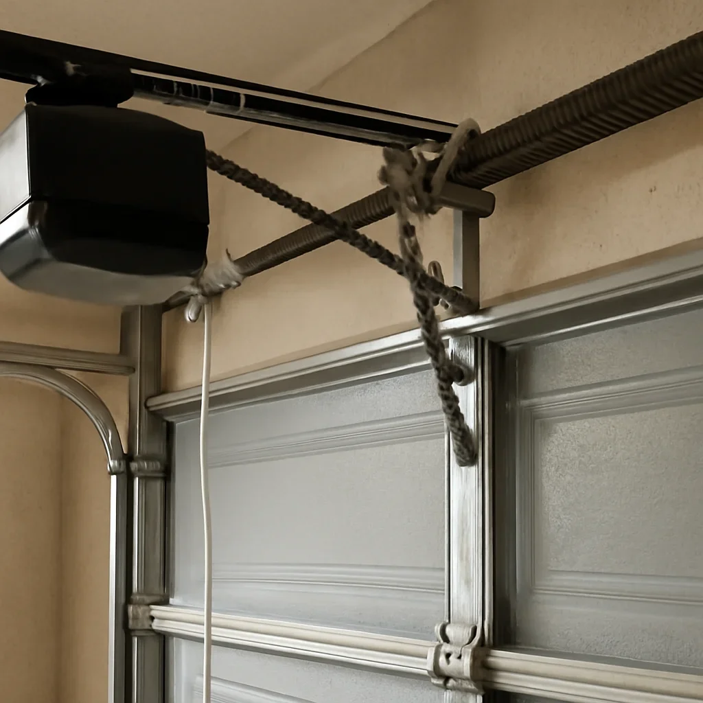 Garage door opener rail sensors controls and repair components inspected in Surrey