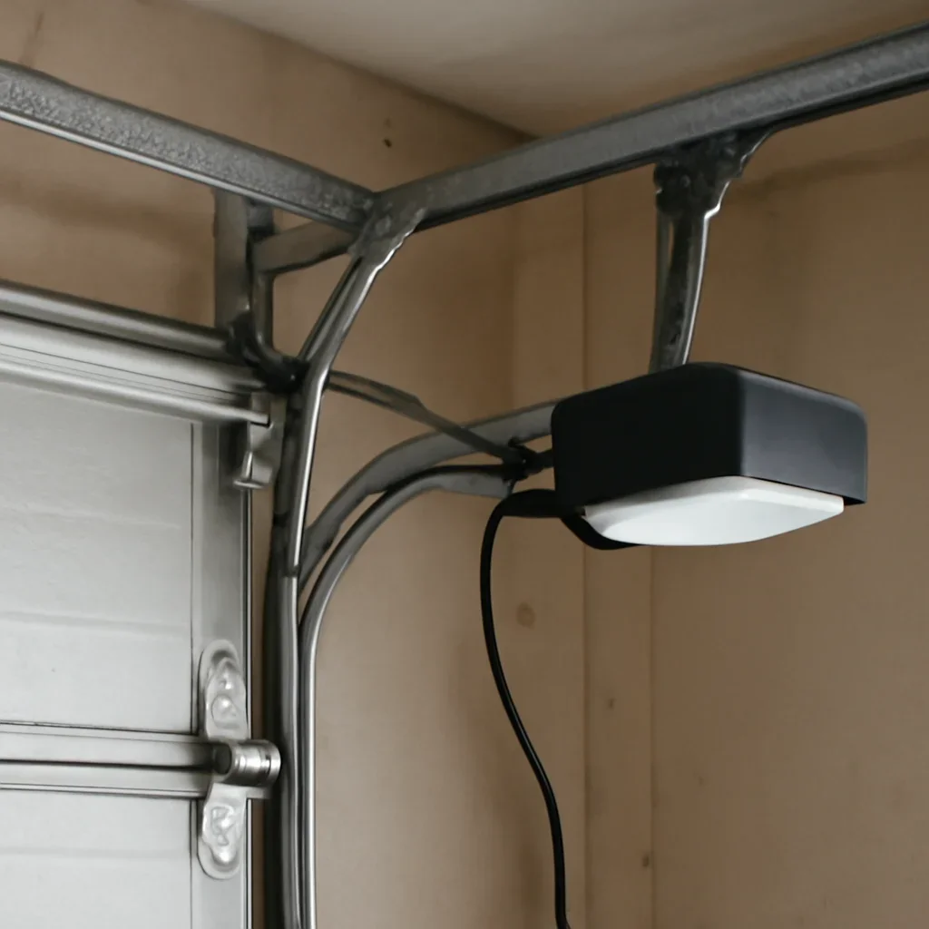 Close view of garage door opener components inspected during Guildford Surrey repair service