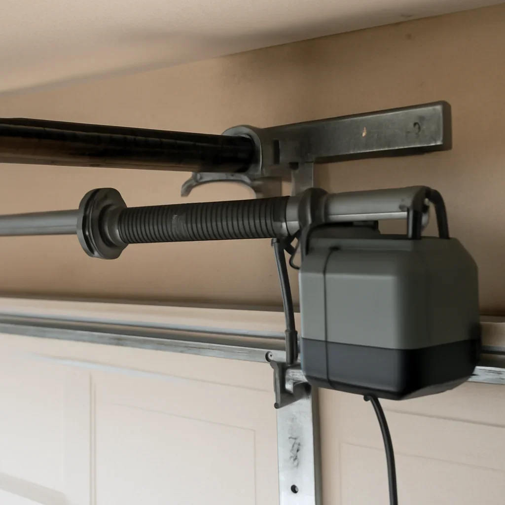 Close view of garage door opener components inspected during King George Corridor Surrey repair service