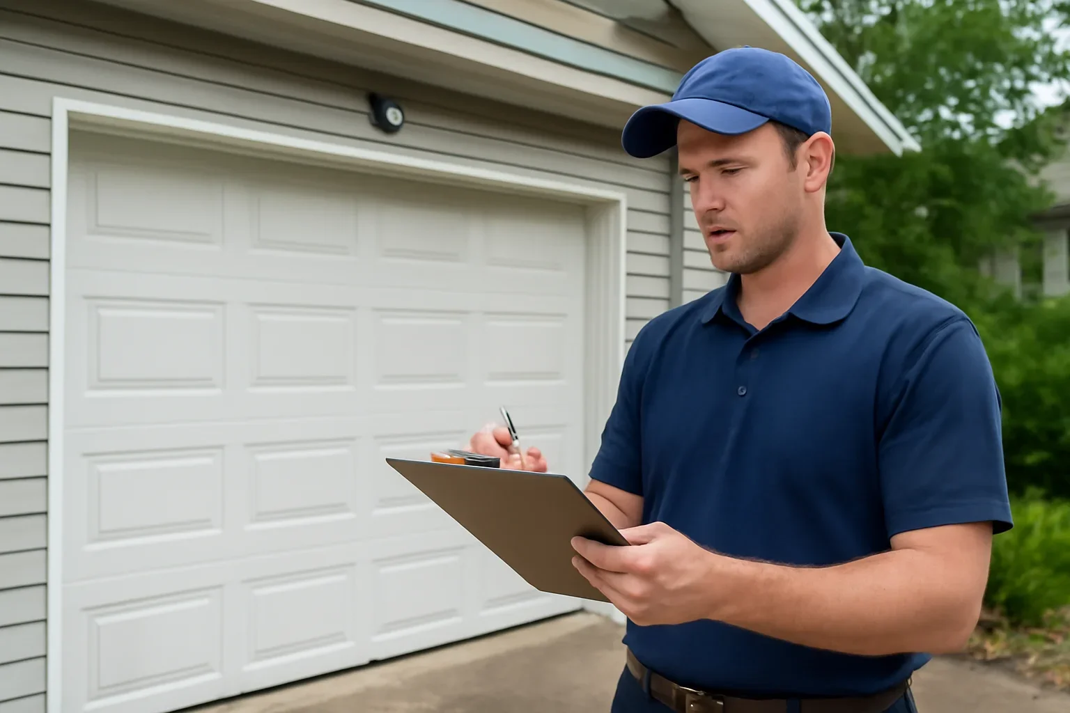 Garage door opener repair technician at a South Surrey home