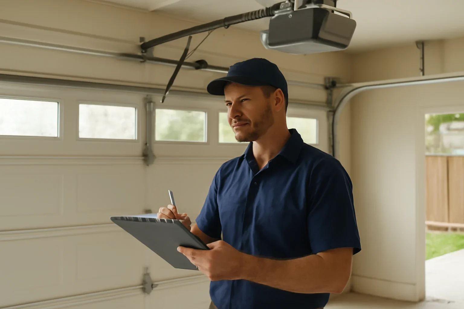 Garage door opener repair technician at a South Westminster Surrey property