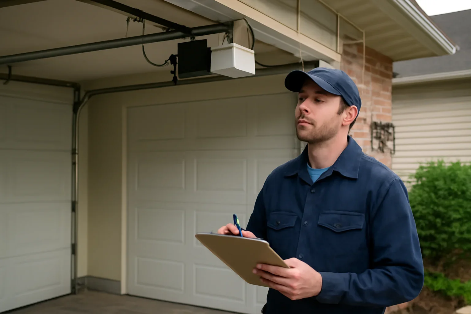 Garage door opener repair technician at a West Cloverdale Surrey property