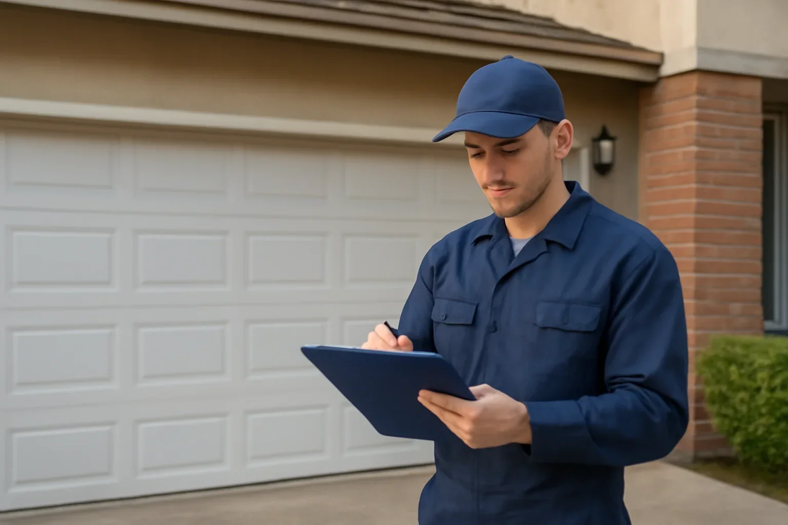 Garage door opener repair technician at a Whalley and Surrey City Centre property