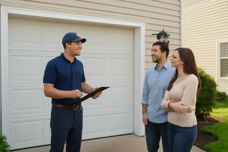 Residential garage door service consultation for homeowners in Newton