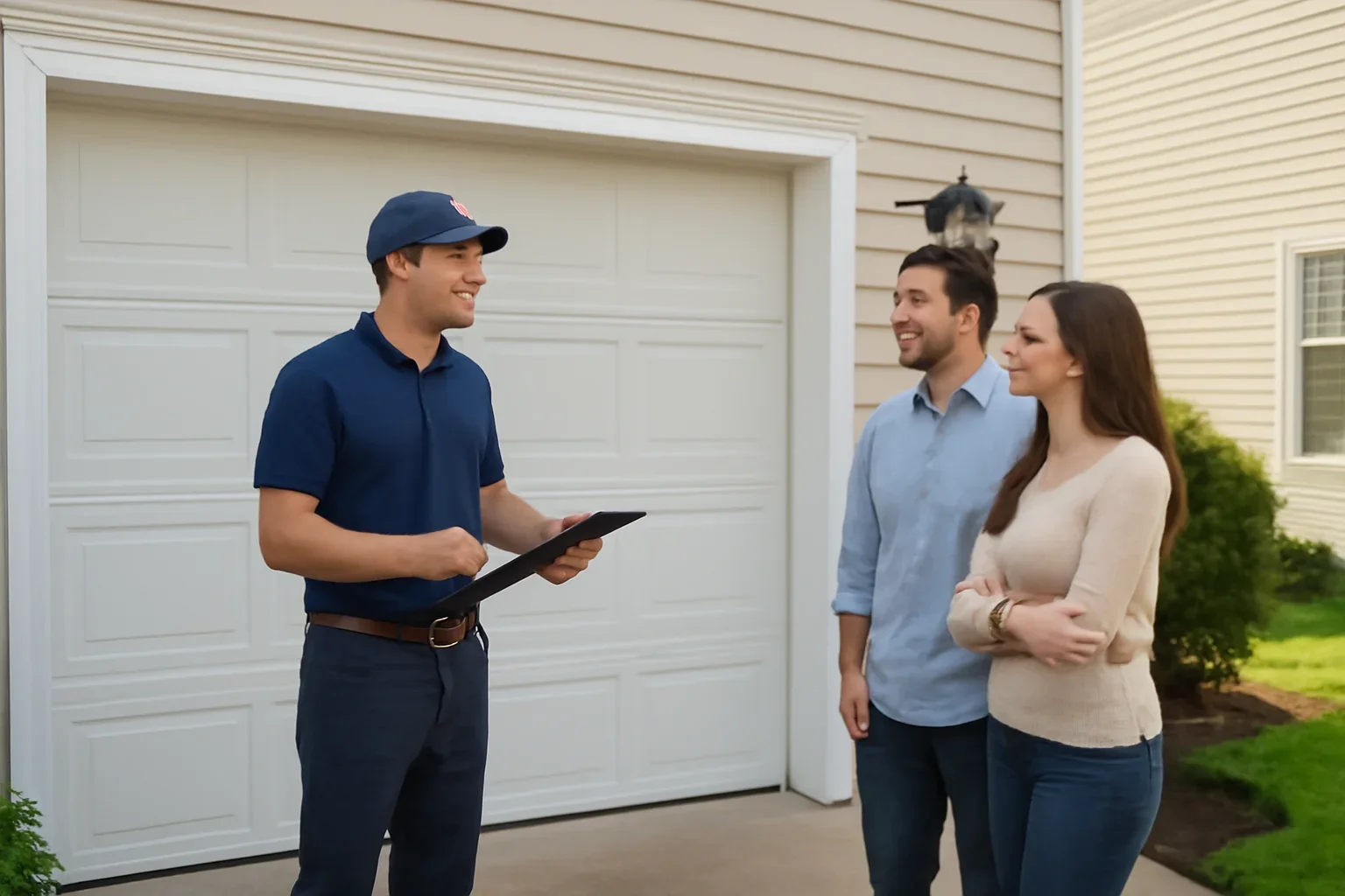 Residential garage door service consultation for homeowners in Newton