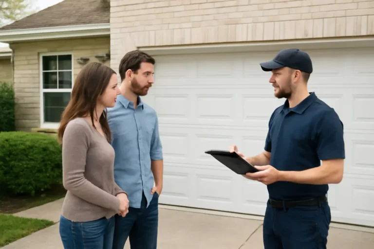 Residential garage door service consultation for homeowners in Whalley