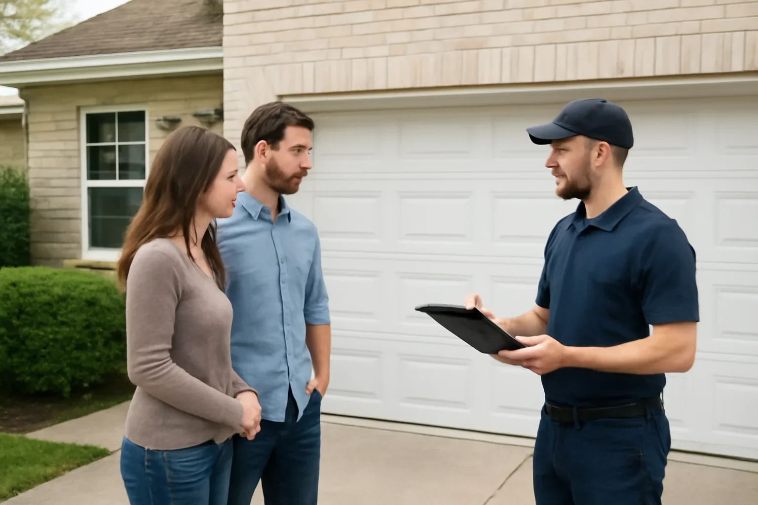 Residential garage door service consultation for homeowners in Whalley
