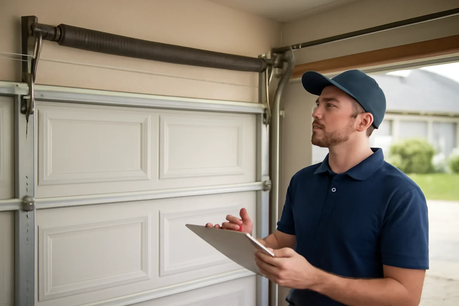 Garage door spring repair technician at a Bolivar Heights Surrey property