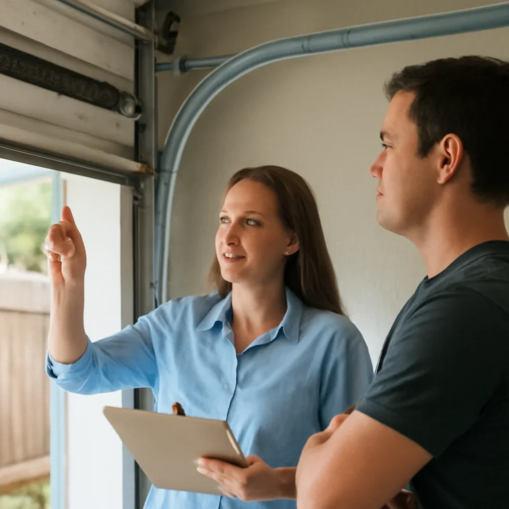 Homeowner or property manager discussing garage door spring repair in Cloverdale Surrey