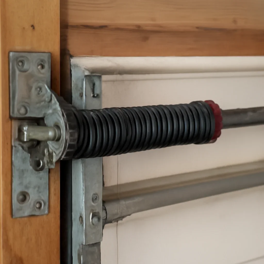 Close view of garage door spring and hardware components for Royal Heights Surrey spring repair