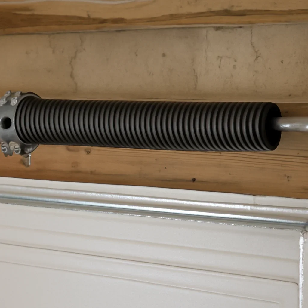 Close view of garage door spring and hardware components for Whalley and Surrey City Centre spring repair
