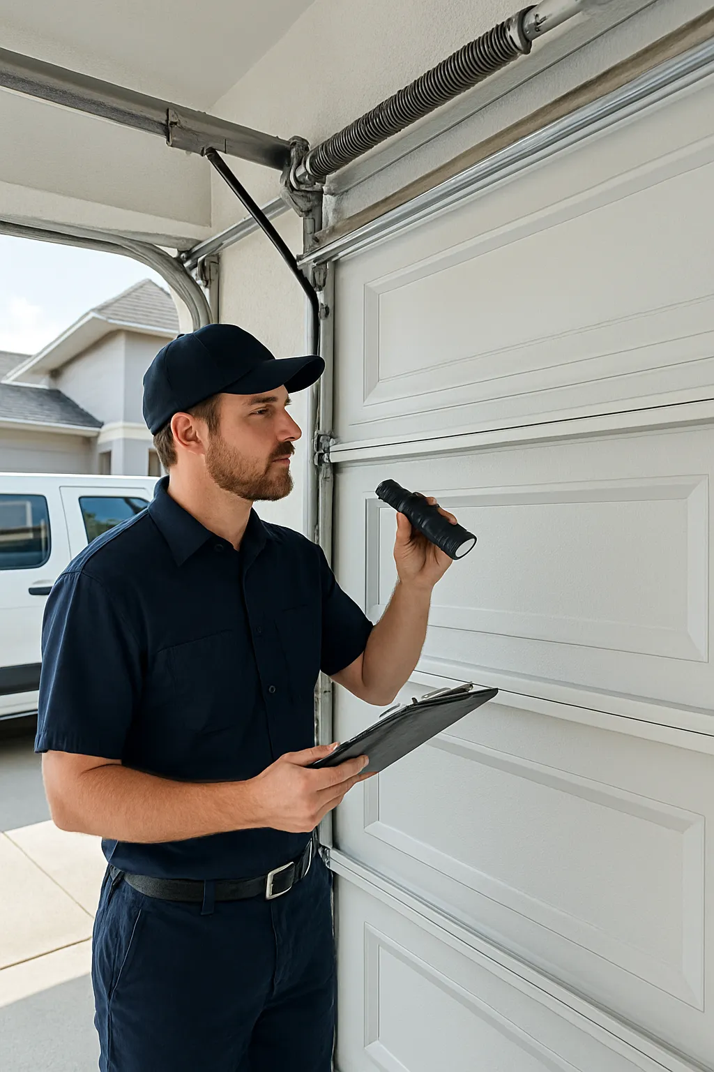 Inspecting garage door components for warning signs in Surrey, BC