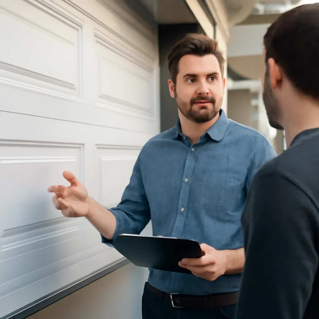 Surrey property owner reviewing garage door seal gaps and weather exposure