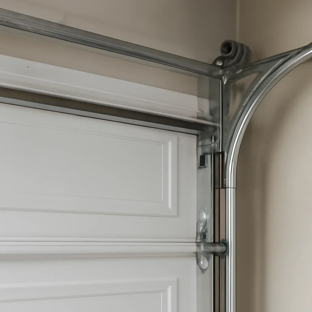 Garage door components being inspected for repair in Grandview Heights Surrey