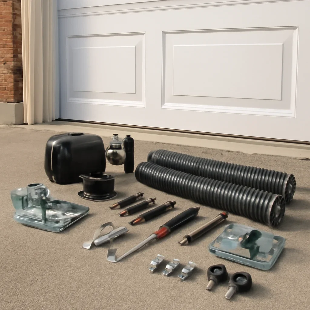 Garage door tools and service parts prepared for garage door repair in Surrey