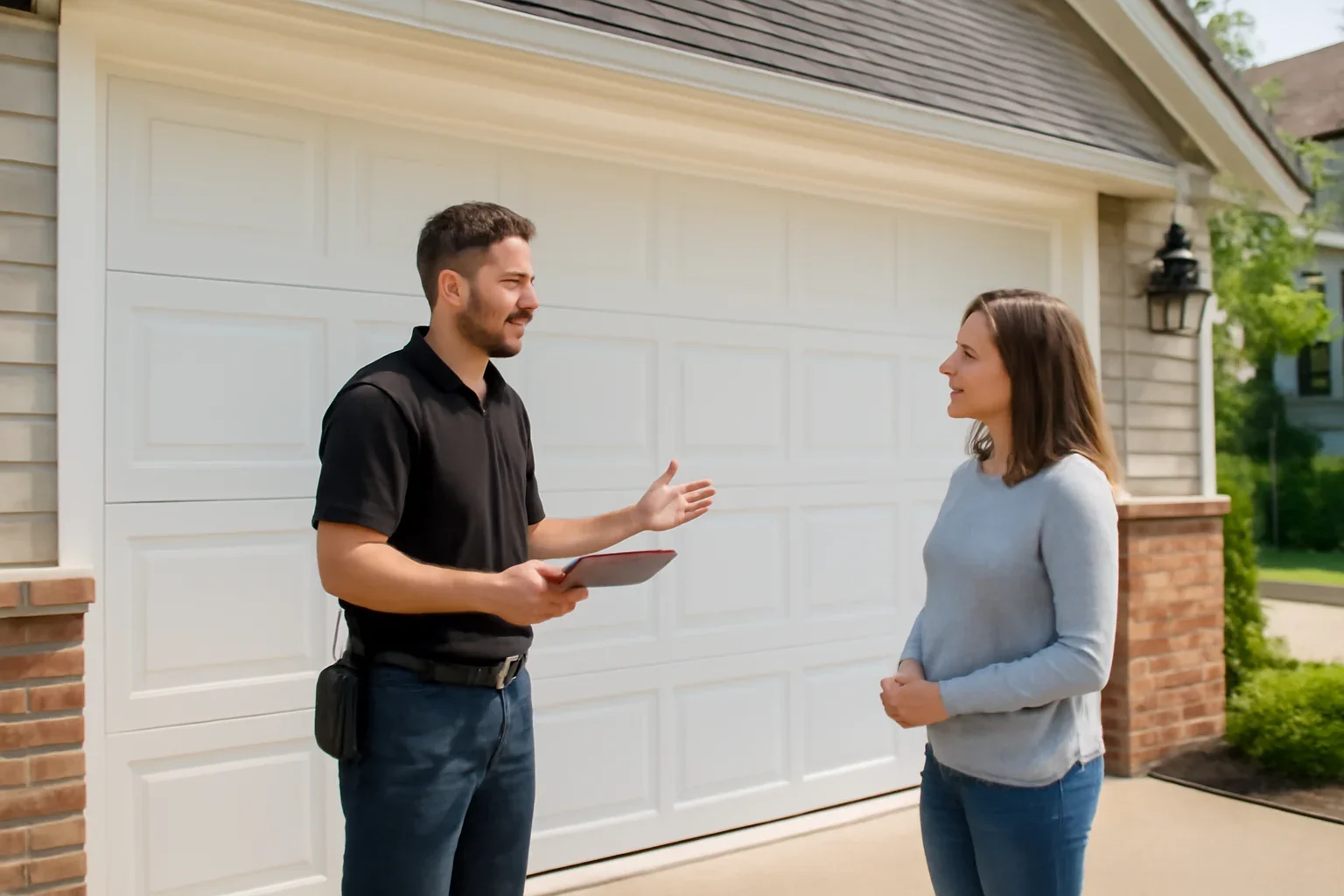Residential garage door service consultation for homeowners in Surrey