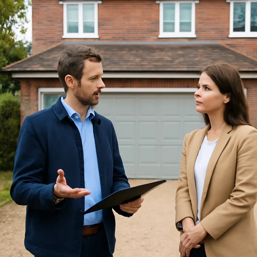 Homeowner or property manager discussing the next step for Strawberry Hill garage door services in Surrey
