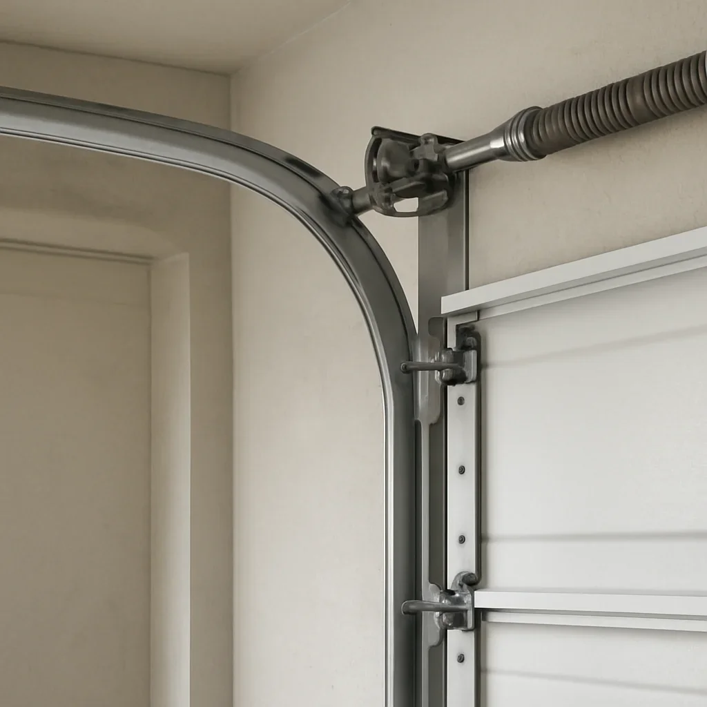 Close view of garage door components related to West Newton garage door services