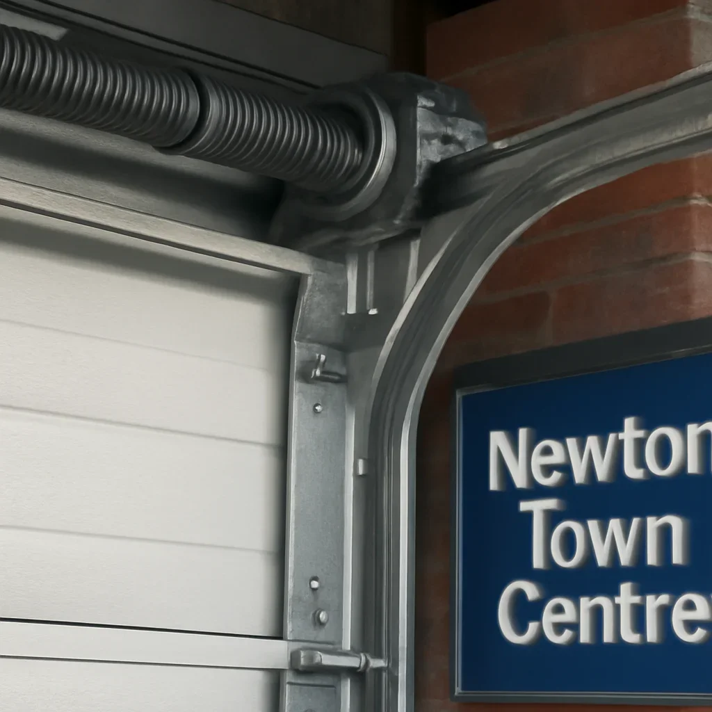 Garage door components inspected during Newton Town Centre repair service