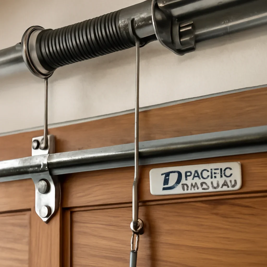 Garage door components inspected during a Pacific Douglas Surrey service visit