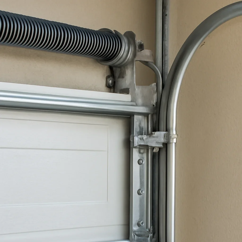 Garage door components being inspected during a Tynehead Surrey repair visit