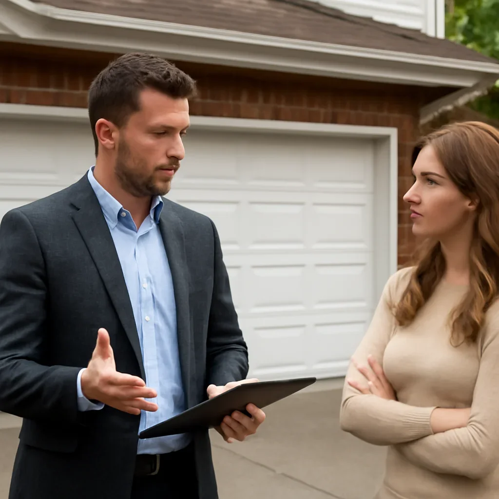 West Cloverdale homeowner discussing the next garage door service step