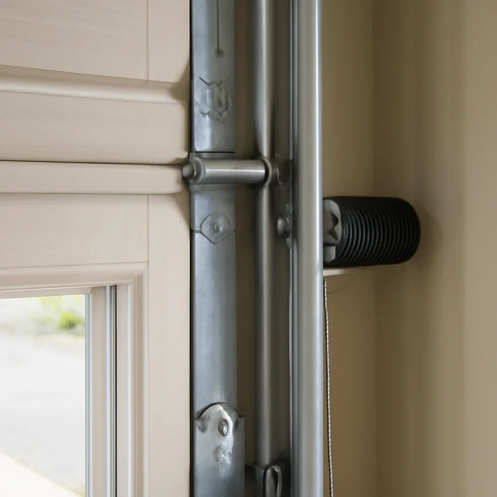 Garage door components being inspected at a West Cloverdale home